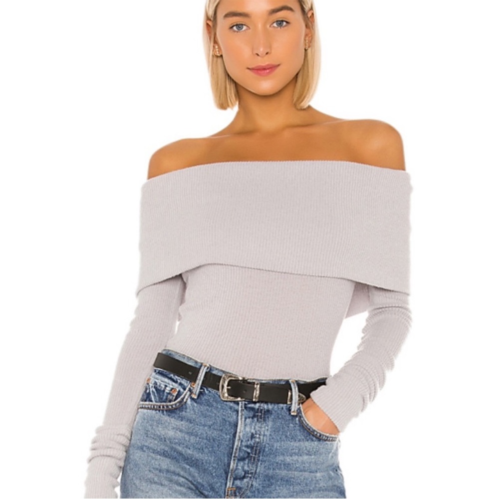 We the Free snowbunny of the shoulder sweater gray